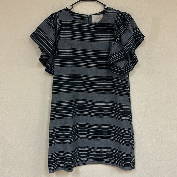 Anthropologie Moon River womans Black White Striped midi Dress size M - Picture 2 of 5